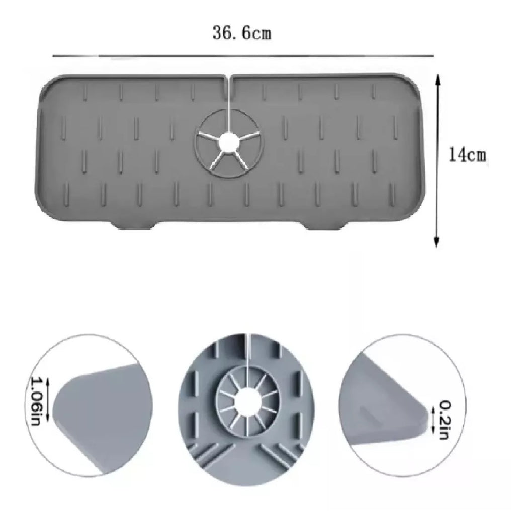 Tapete Escurridor Alfombrilla Absorbente Silicona para Grifo de Lavaplatos.